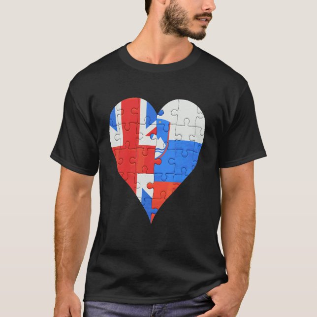 British Slovenian Flag Heart T-Shirt (Front)
