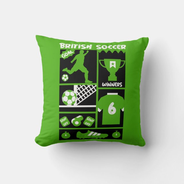 British Soccer  Throw Pillow (Front)