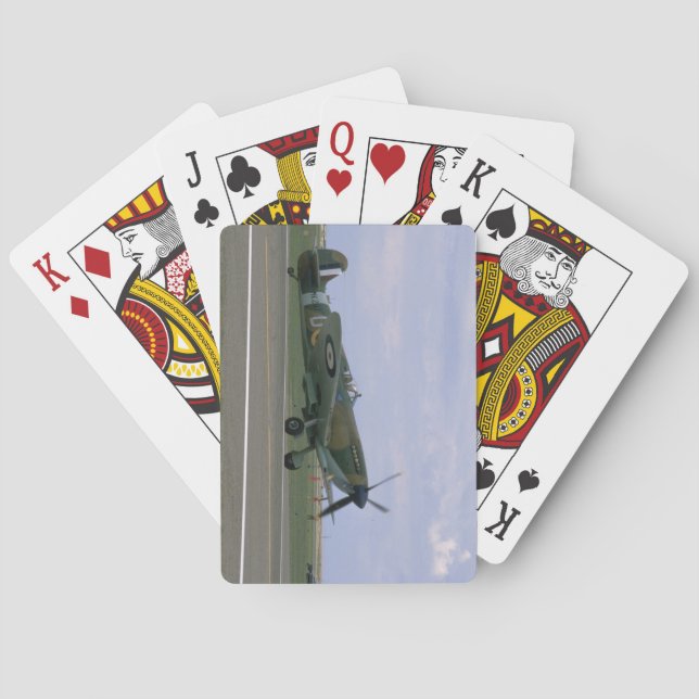 British Spitfire On Airfield_WWII Planes Poker Cards (Back)