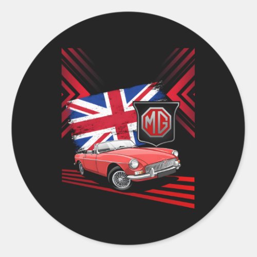 British Sports Car Mg Mgb Convertible Classic Round Sticker