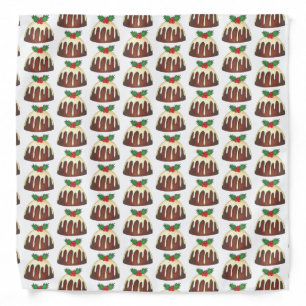 British Sugar Plum Pudding Christmas Holiday Holly Bandana