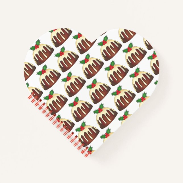 British Sugar Plum Pudding Christmas Holiday Holly Notebook (Front)