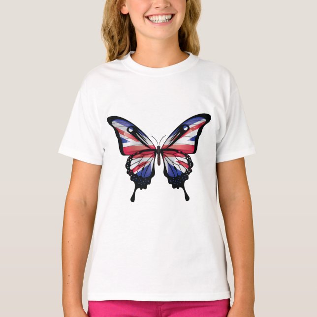 British Swallowtail Butterfly Flag Sticker T-Shirt (Front)