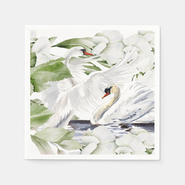 British Swan floral SET OF 50 Napkins (Front)