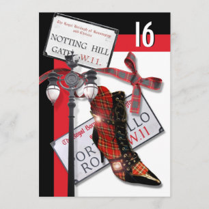 British "sweet sixteen" fashion shopping party invitation