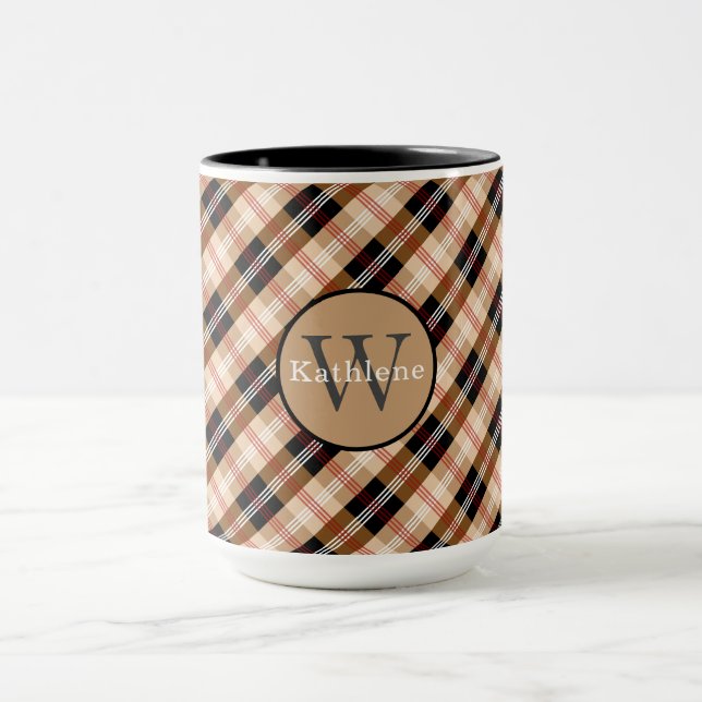 British tartan with nameplate and monogram mug (Center)
