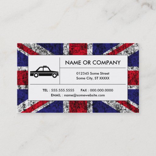 Customizable british taxi cab business card template