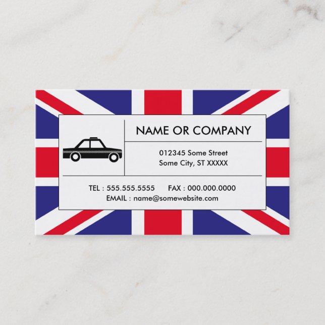 british taxi cab business card (Front)