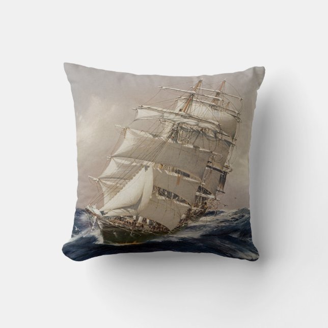 British Tea Clipper Thermopylae Throw Pillow (Front)