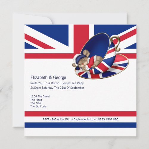 British Tea Party Personalized Invitation