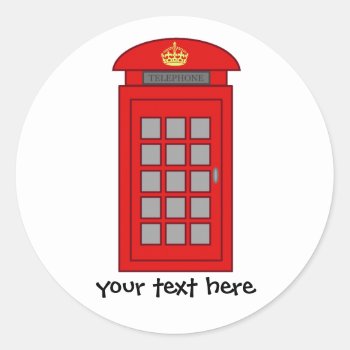 British Telephone Box Classic Round Sticker by Imagology at Zazzle