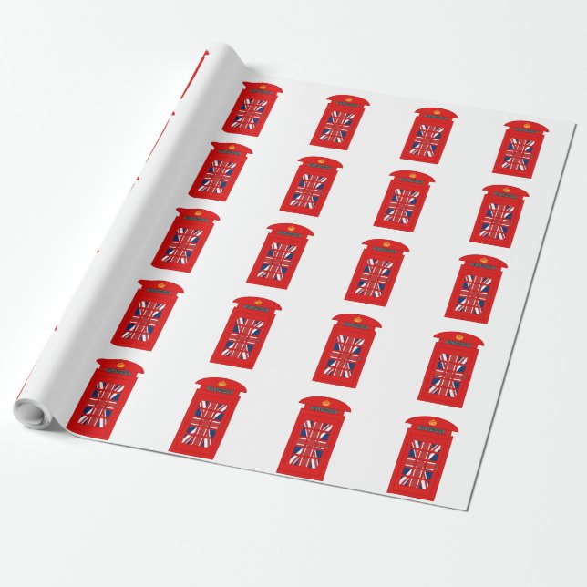 British Telephone Box Wrapping Paper (Unrolled)
