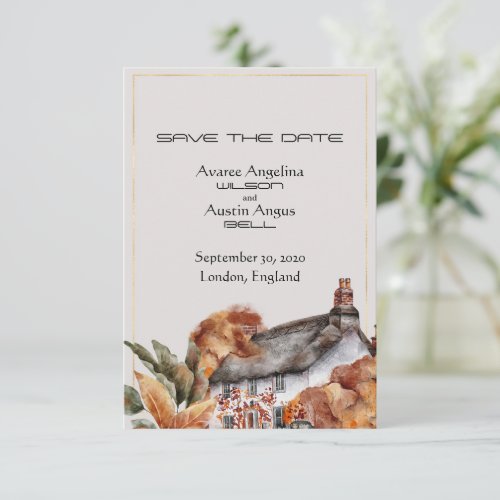 British Thatched Roof Wedding Save the Date