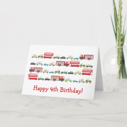 British Traffic Jam 4th Birthday Card