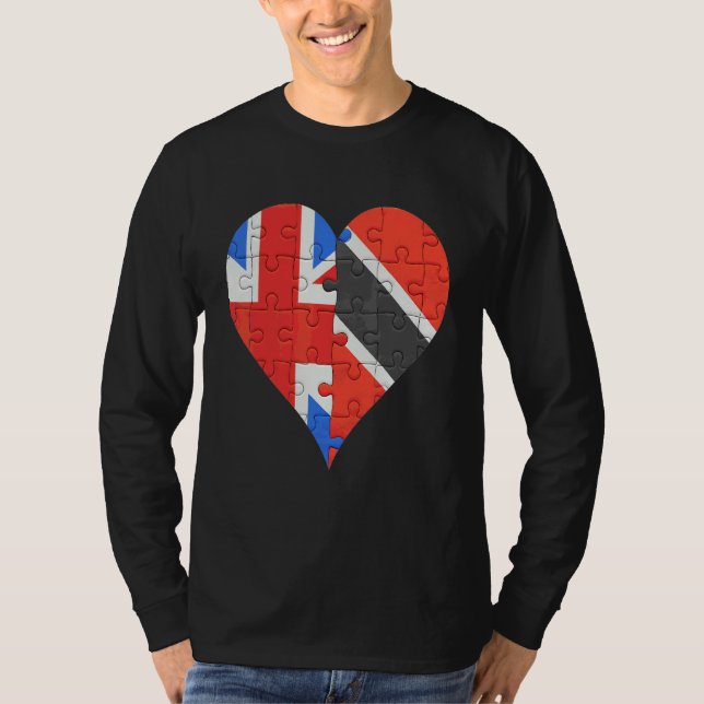 British Trinidadian And Tobagoan Flag Heart T-Shirt (Front)