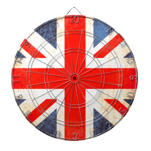 British UK flag antiqued style dart board