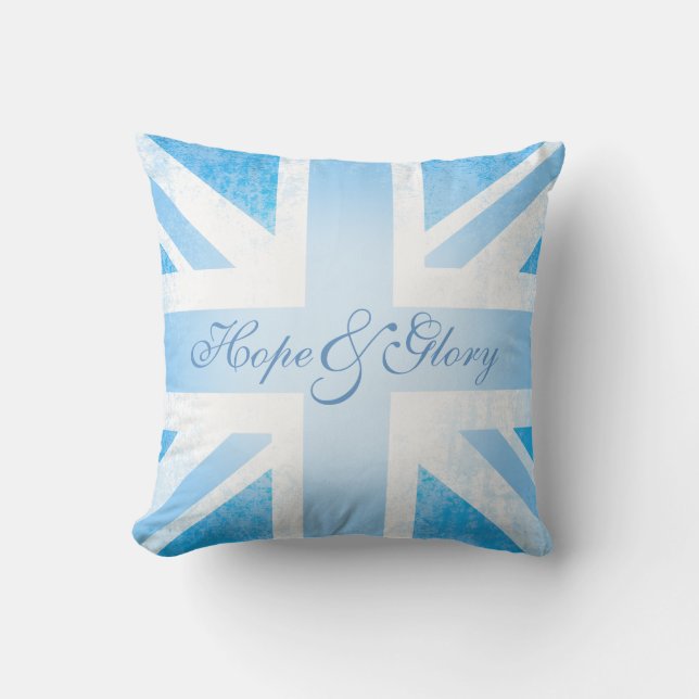 British UK flag baby blue hope & glory pillow (Front)