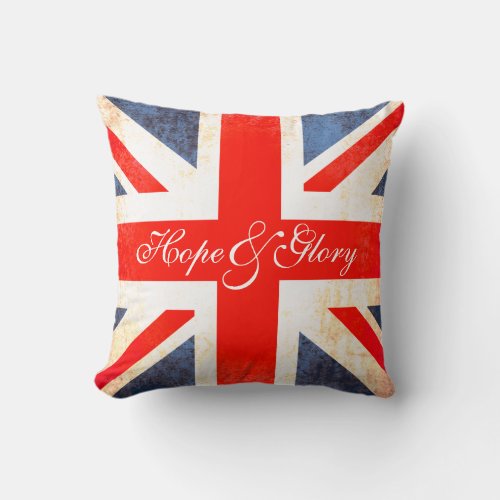 British UK flag hope  glory antiqued pillow