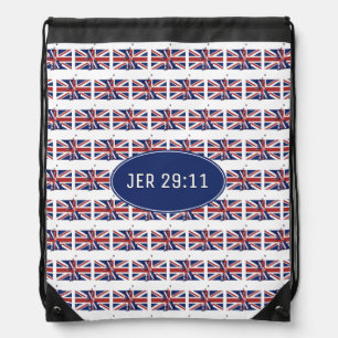 BRITISH UK FLAG JEREMIAH 29:11 Union Jack Drawstring Bag
