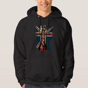 British UK Giraffe on Great Britain Giraffe Hoodie