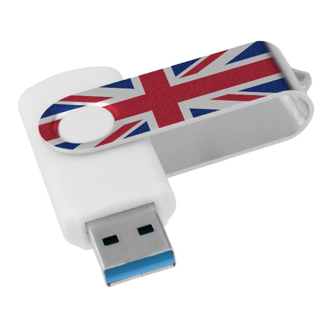 British UK United Kingdom Union Jack Flag USB Flash Drive (Angled)
