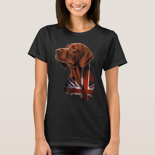 British UK Vizsla on Great Britain Vizsla T-Shirt (Front)