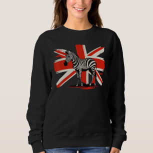 British UK Zebra on Great Britain Zebra Sweatshirt
