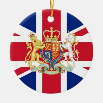 British Union Flag And Royal Crest Ceramic Ornament by SunshineDazzle at Zazzle