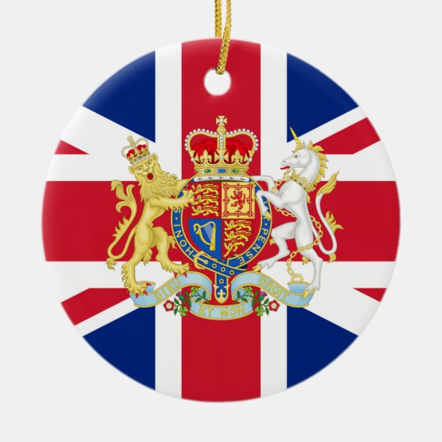 British Union Flag and Royal Crest Ceramic Ornament (Front)