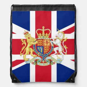 British Union Flag and Royal Crest Drawstring Bag