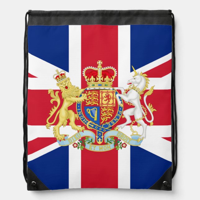 British Union Flag and Royal Crest Drawstring Bag (Front)