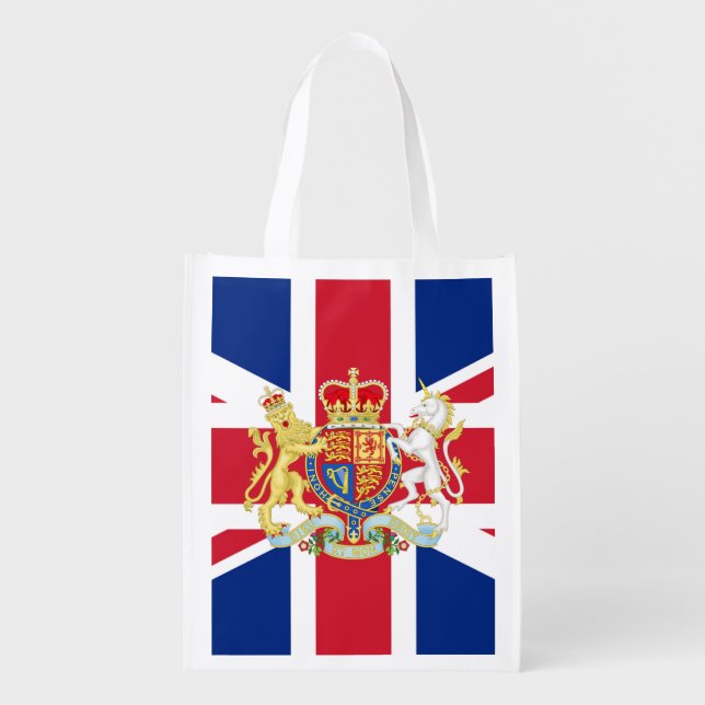 British Union Flag and Royal Crest Grocery Bag (Front)