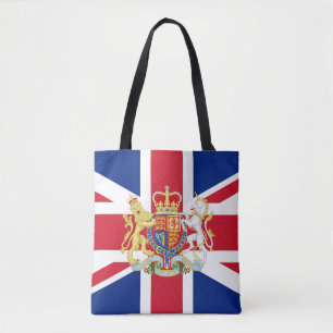 British Union Flag and Royal Crest Tote Bag