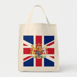 British Union Flag and Royal Crest Tote Bag