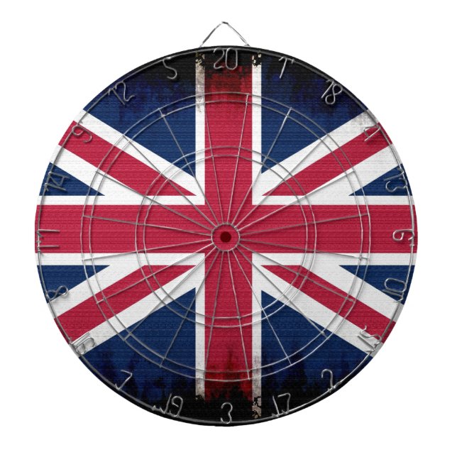 British Union Flag Union Jack Patriotic Design Dartboard With Darts (Front)