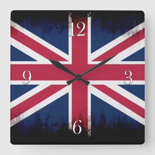 British Union Flag Union Jack Patriotic Design Square Wall Clock