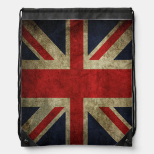 British Union Jack Antique English Flag Drawstring Bag