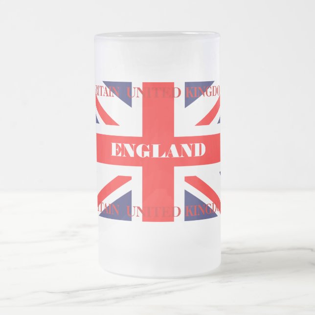 British Union Jack Britain London flag Frosted Glass Beer Mug (Center)