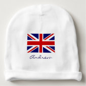 British Union Jack flag baby beanie hat for infant (Front)