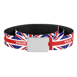 British Union Jack flag canvas belt   Personalize