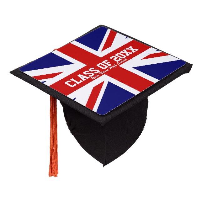 British Union Jack flag class of graduation party Cap Topper (Angled)