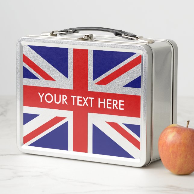 British Union Jack flag custom metal lunchbox (In Situ)