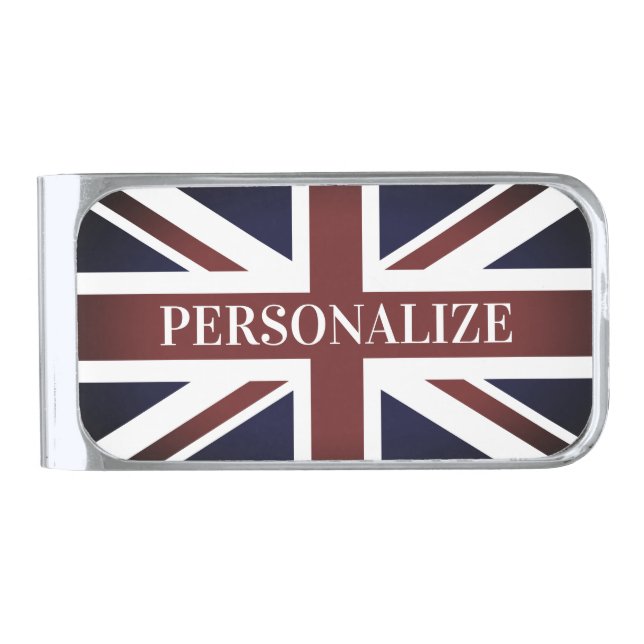 British Union Jack flag custom name money clip (Front)