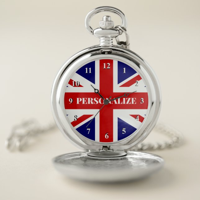 British Union Jack flag custom pocket watch gift (Inside)