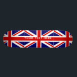 British Union Jack flag custom skateboard deck<br><div class="desc">Patriotic British Union Jack flag custom name skateboard deck. Cool wooden skate board design for boys and girls. Fun Birthday gift idea for kids. Personalize with custom name or monogram letters. Awesome Birthday gift idea for children, son, grandson, nephew, cousin, daughter, sister, brother, friends etc. Modern typography template. Custom background...</div>