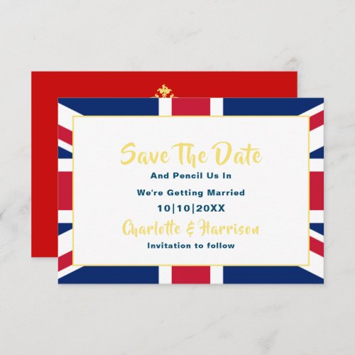 British Union Jack Flag Destination Wedding Save The Date