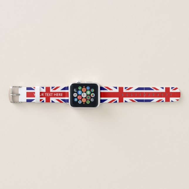 British Union Jack flag English pride custom made Apple Watch Band (Front)