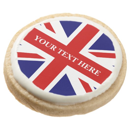 British Union Jack flag English pride design Round Shortbread Cookie (Angled)