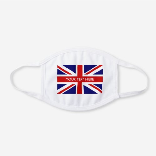 British Union Jack flag English pride personalized White Cotton Face Mask