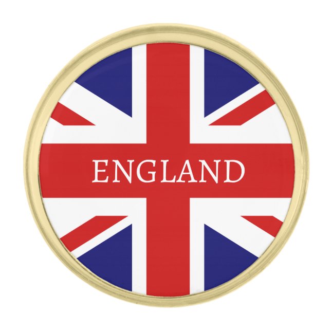 British Union Jack flag Gold Finish Lapel Pin (Front)